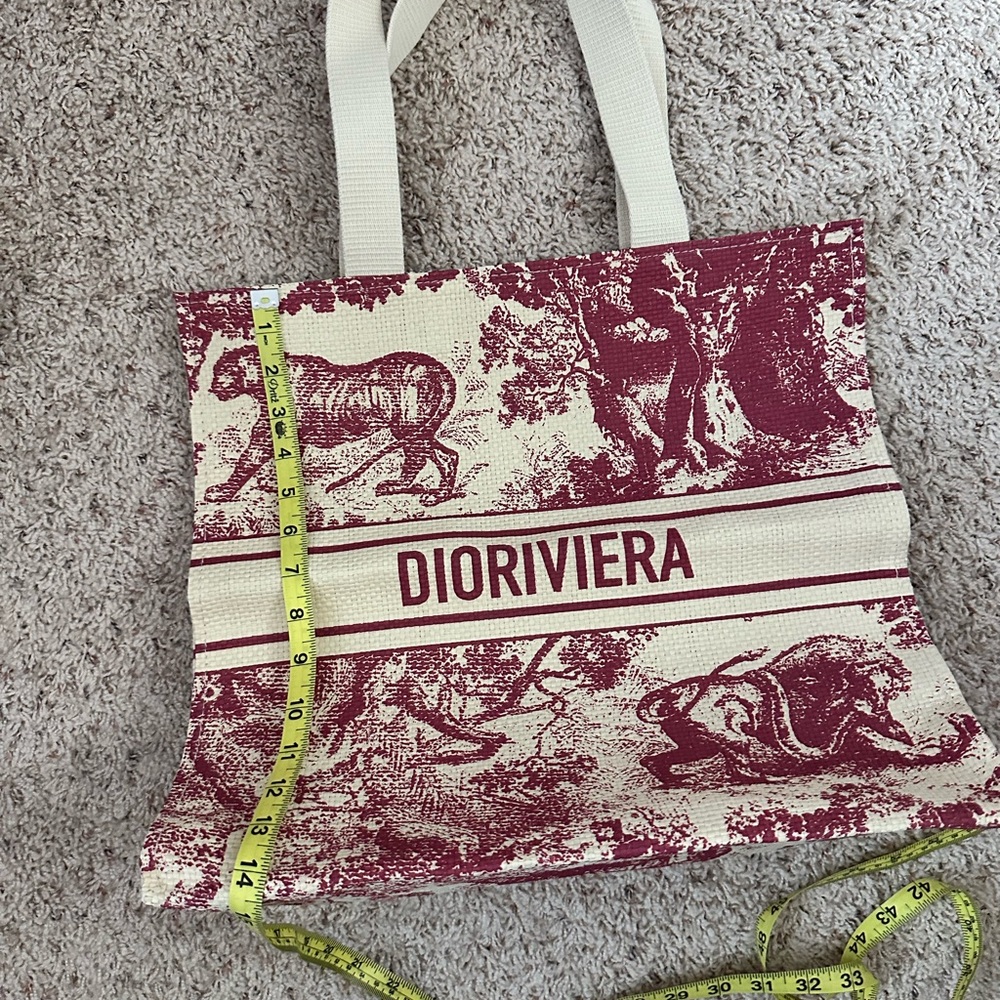 Dior Burgundy and Cream Graphic Tote - Picture 5 of 7